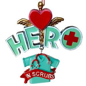 Healthcare Hero's Christmas Tree Ornament -Scrubs Doctor Nurse Physician Assist